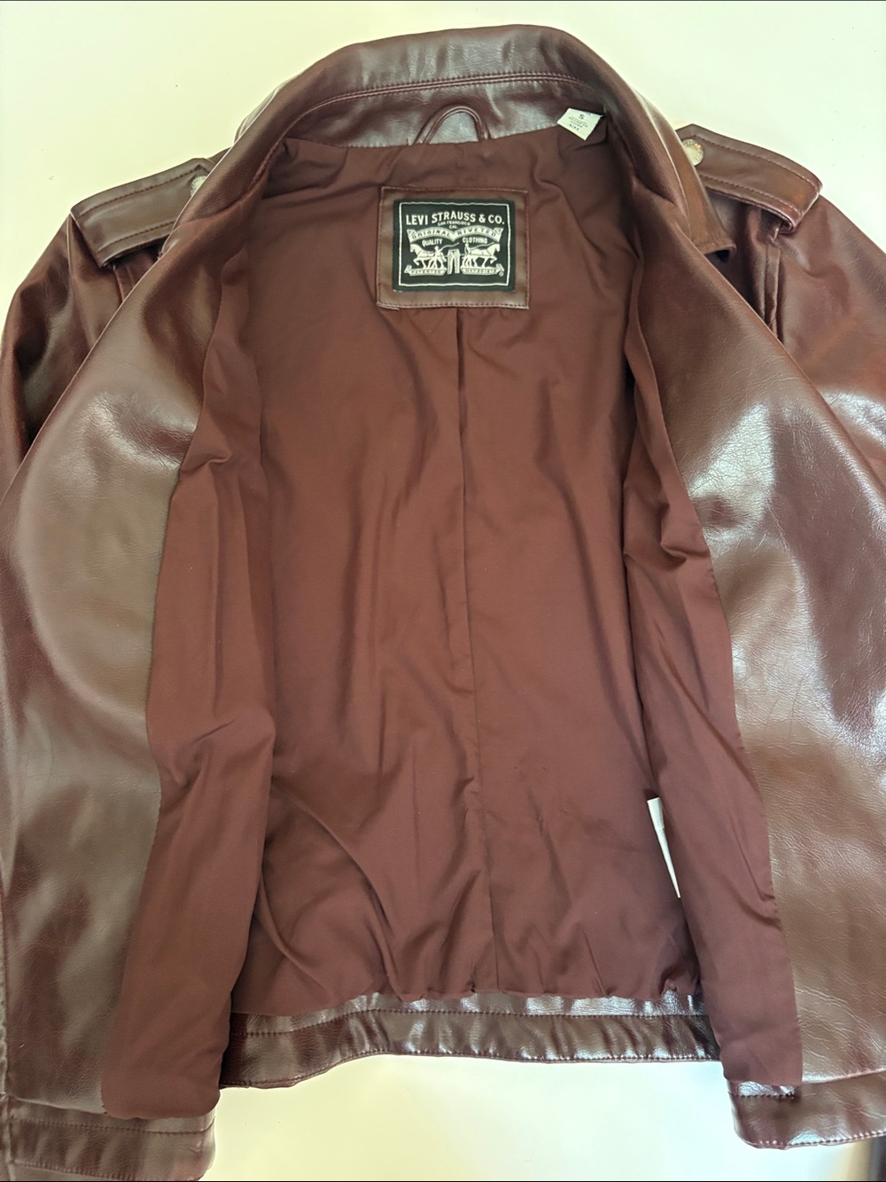 Levi's Women's Deep Burgundy Faux Leather Moto Jacket - Picture 3 of 8
